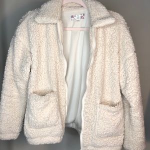 Cream Sherpa zip jacket